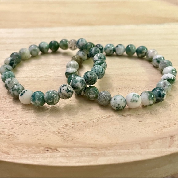 Tree Agate Beaded Bracelet 8mm - Picture 7 of 10